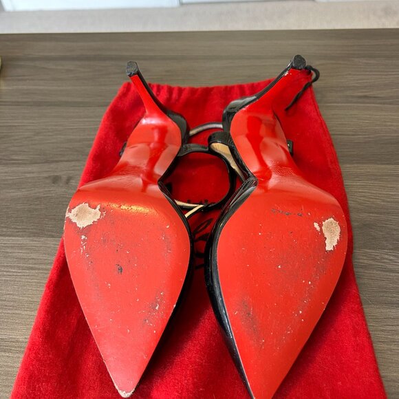 CHRISTIAN LOUBOUTIN Black Patent Leather Coxinelle T-Bar Pumps Size 42 US 11 - Picture 4 of 9